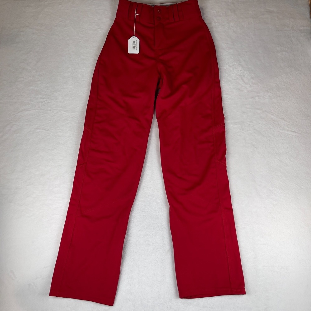 Alleson Athletic‎ Crush Premier Baseball Pants Men XS Red Straight Dual Button